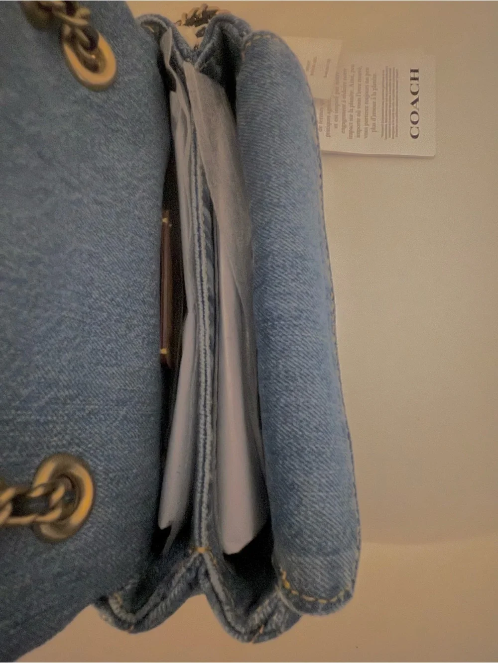 Coach Quilted Denim Crossbody with Gold Chain - Blue NWT Dust Bag Retail $475 - Picture 9 of 14